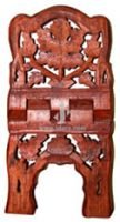 Wooden Hand Carved Holy Book Quran Stand - Rehal : Angoori Leaf Design (Size Medium 13