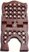 Wooden Hand Carved Holy Book Quran Stand - Rehal : Chokori Design Brass Inlay (Size Medium 13